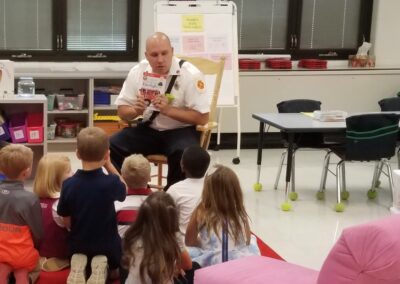 Reading to a classroom of students